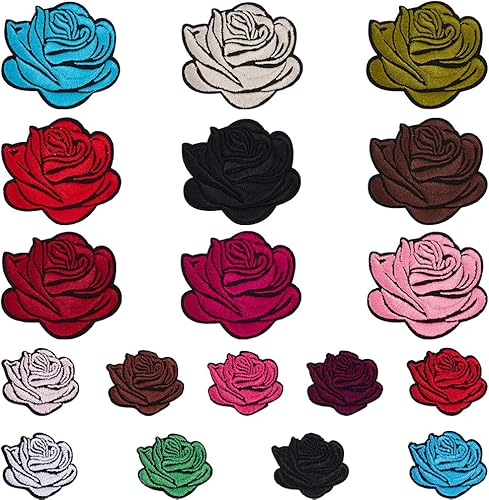 CABODYALS 36 Pièce 18 Styles Rose écusson à Coudre Fleurs Patch Thermocollant Ve