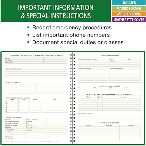 Miniatura 7 de Libro de combinación, planificación y registro un libro eficiente de 8.5 pulgadas x 11 pulgadas para planes de lecciones y calificaciones. Combina