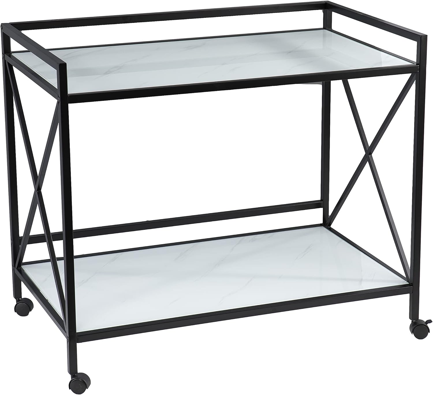 SEI Furniture Maxton Bar Cart - Black & White, Top: 38.75'' Wx23.25'' Dx32.25'' Hx.25'' THK