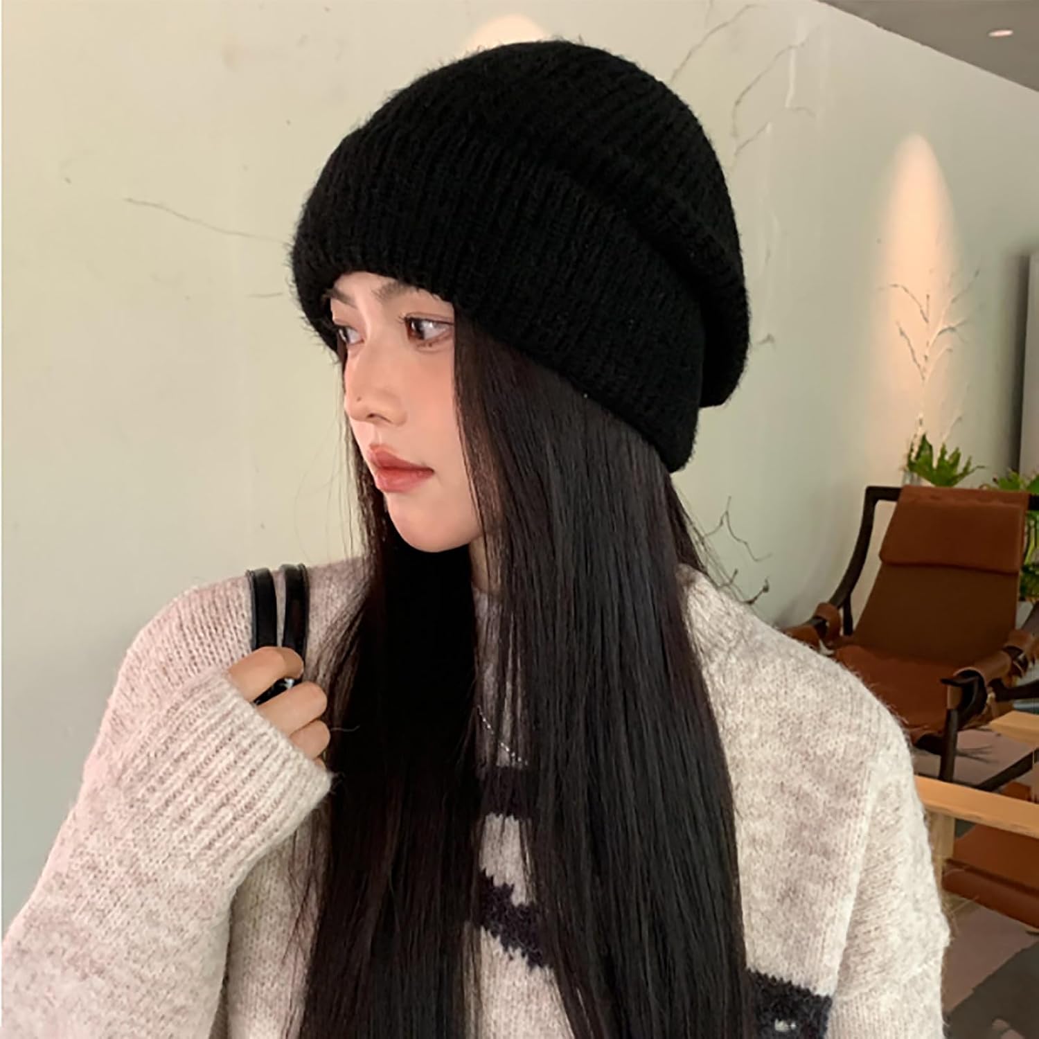 Winter Hats for Women Warm Beanies Soft Cable Knit Beanie Skull Cap Solid Casual Loose Fit Caps Outdoor Comfy Hat