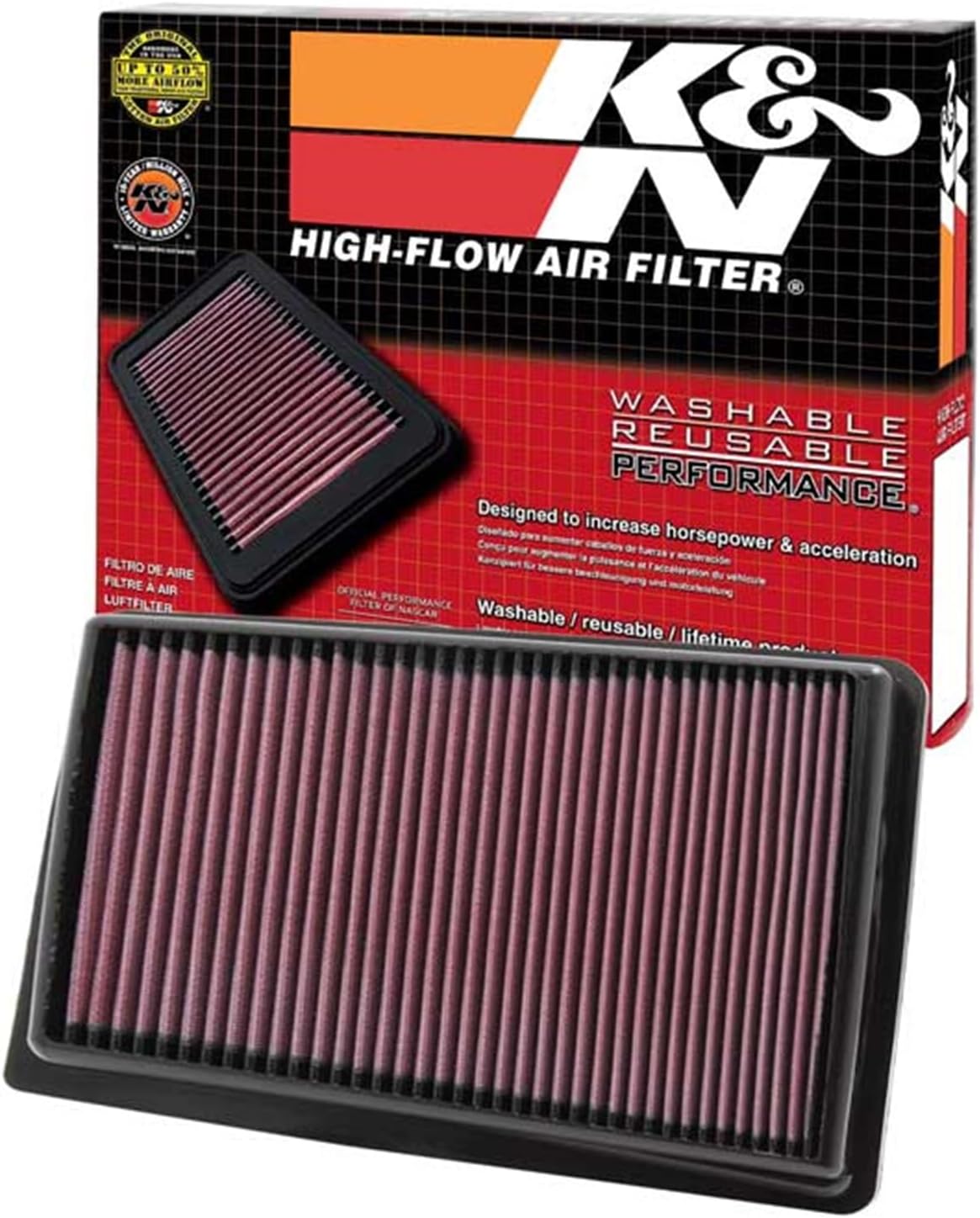 K&N Engine Air Filter: Reusable, Clean Every 75,000 Miles, Washable, Premium, Replacement Car Air Filter: Compatible with 2009-2017 Hyundai/Kia (Equus, Genesis, Genesis Sedan, K9, K900), 33-2426