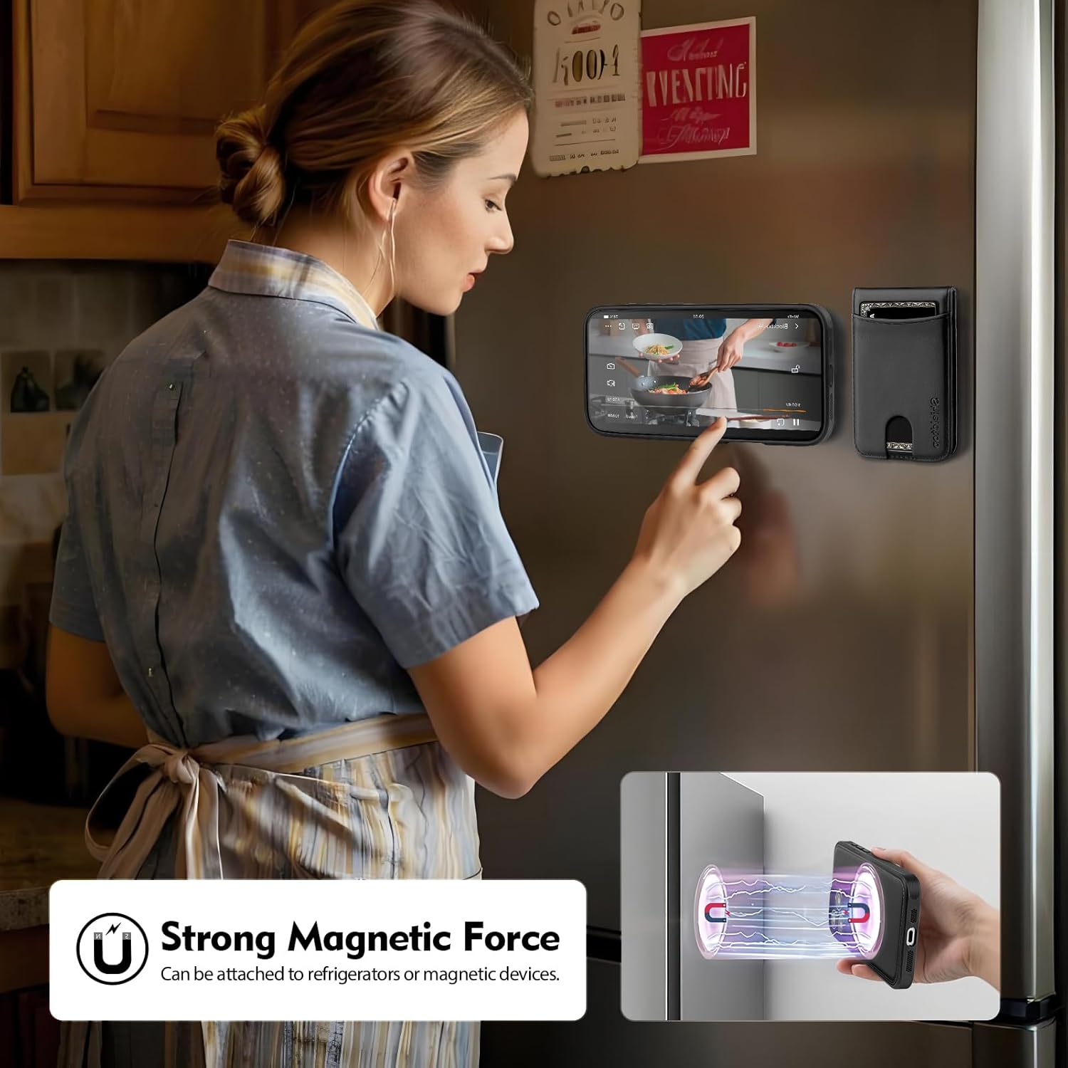 Compatible with Magsafe 2 in 1 Detachable for iPhone 16 Pro Wallet Case with Card Holder Women Men,Magnetic PU Leather RFID Blocking Flip Kickstand Credit Slots,for Apple 16 Pro,Black - Image 3