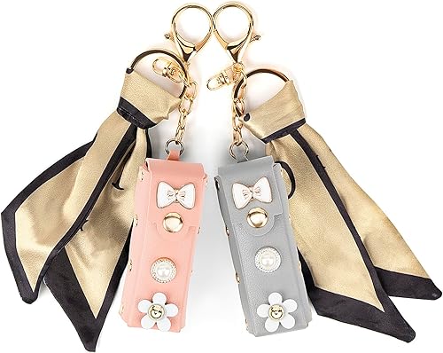 Adorila Paquete de 2 llaveros para lápiz labial, estuche de cuero suave para lápiz labial para mujeres, bolsa portátil para lápiz labial, soporte