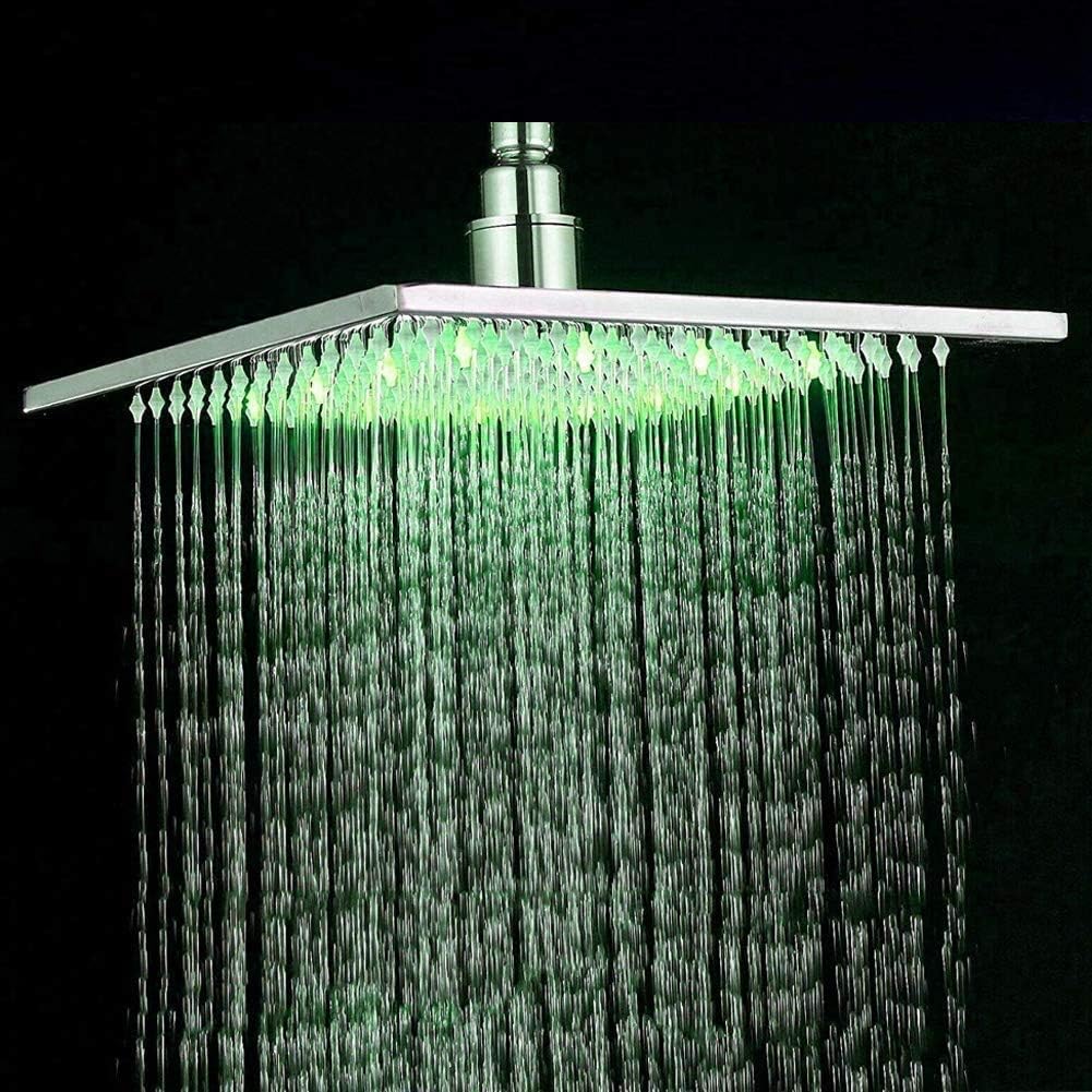 One-Day Sale: Up to 40% Off Saeuwtowy 10 Inch Large Square Rainfall LED Shower Head High Pressure Bathroom Showerhead Chrome Finish