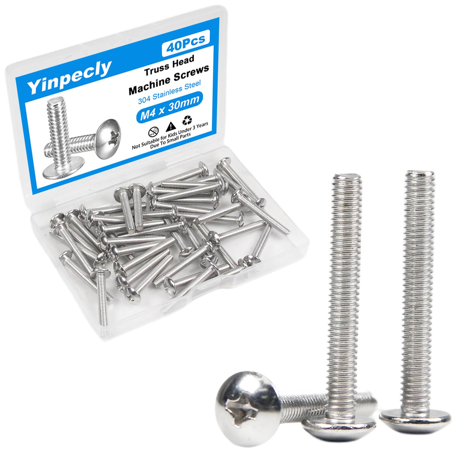 M4 Machine Screws - 40 Pack Truss Head -18