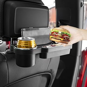 Seadra Cup Holder Tray for Car Adjustable Car Cup Holder with Attachable Tray Car Food Tray Table for Cup Holders Expander Back Seat