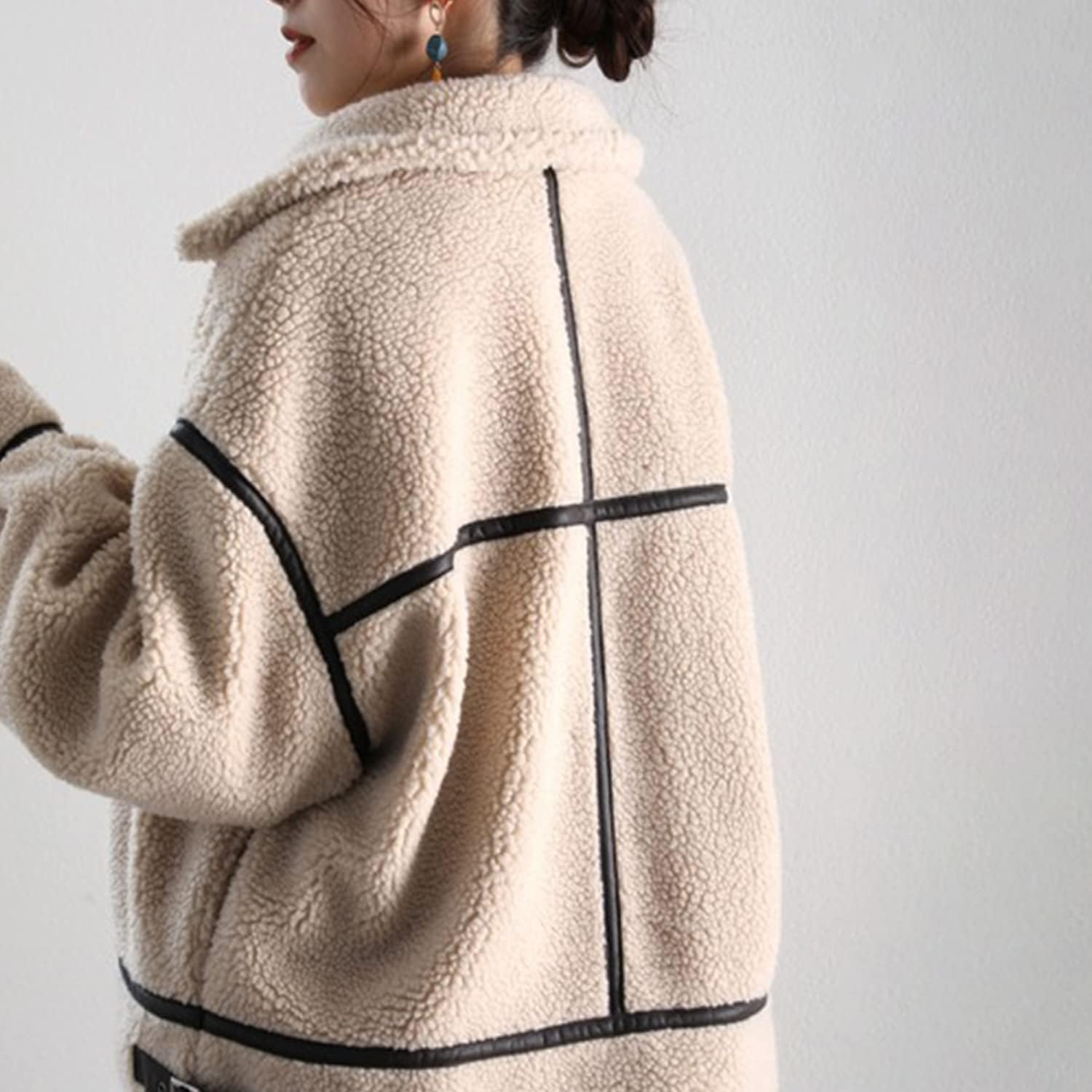 [Missmo] ボアジャケット レディース ボアコート ボアブルゾン コート ショート丈 レザー調 アウター 秋冬 フリースジャケット ブルゾン フライトジャケット