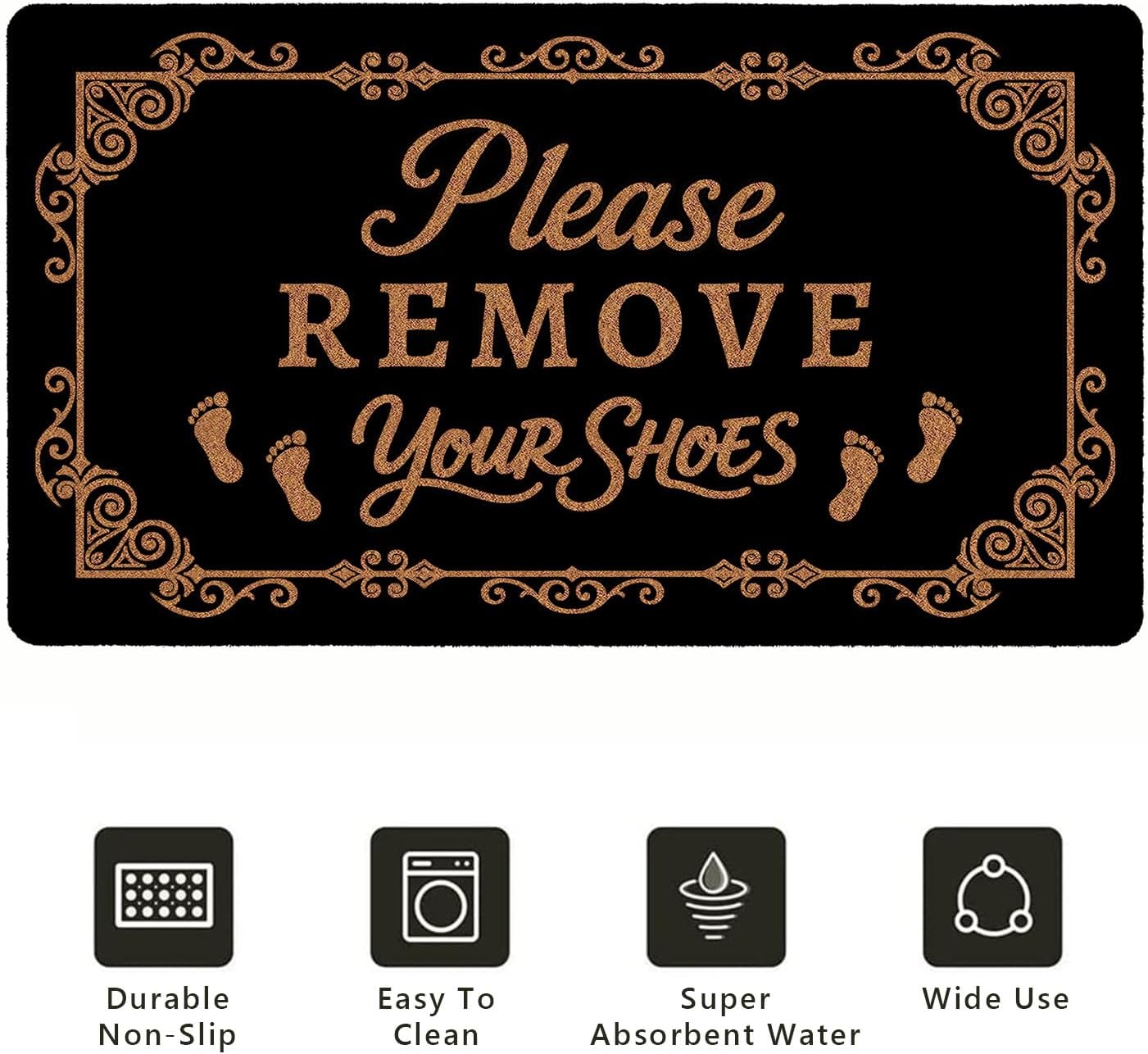 Please Remove Your Shoes Doormat 17x30 Inch, Funny Front Door Welcome Mat, Non Slip Indoor Outdoor Rug, Waterproof and Easy Clean, Cute Door Mat, Farmhouse Home Decor Gift