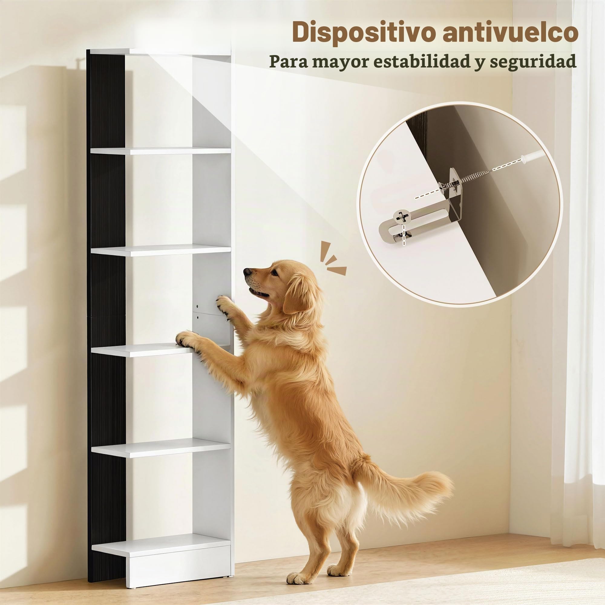 HOMCOM Estante Armario 5 Niveles 45x21x170cm Blanco/Negro
