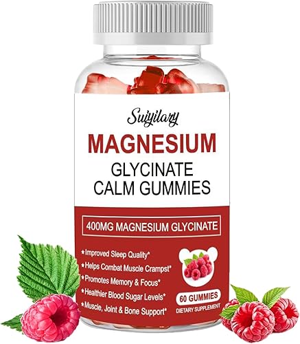 Miniatura 1 de Gomitas de glicinato de magnesio de 400 mg  Suplemento de magnesio y potasio sin azúcar con vitamina D, B6, CoQ10 para un estado de ánimo tranquilo