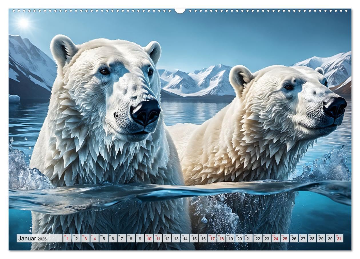 Im magischen Land der Eisbären (hochwertiger Premium Wandkalender 2026 DIN A2 quer), Kunstdruck in Hochglanz: Zauberhafte Bilder von Polarbären in ... Welt im ewigen Eis (CALVENDO Tiere)