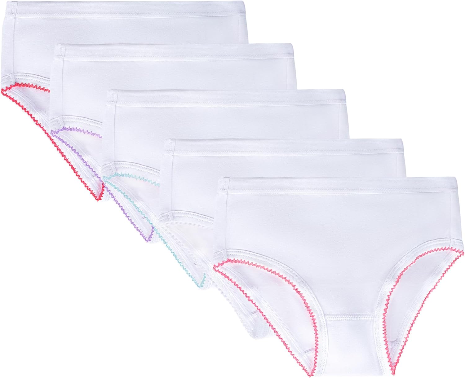 Feathers Solid White Snug Tagless Super Soft Cotton Underwear - Girls Underwear Briefs Panties 5-Pack (Multicolor) - Image 7