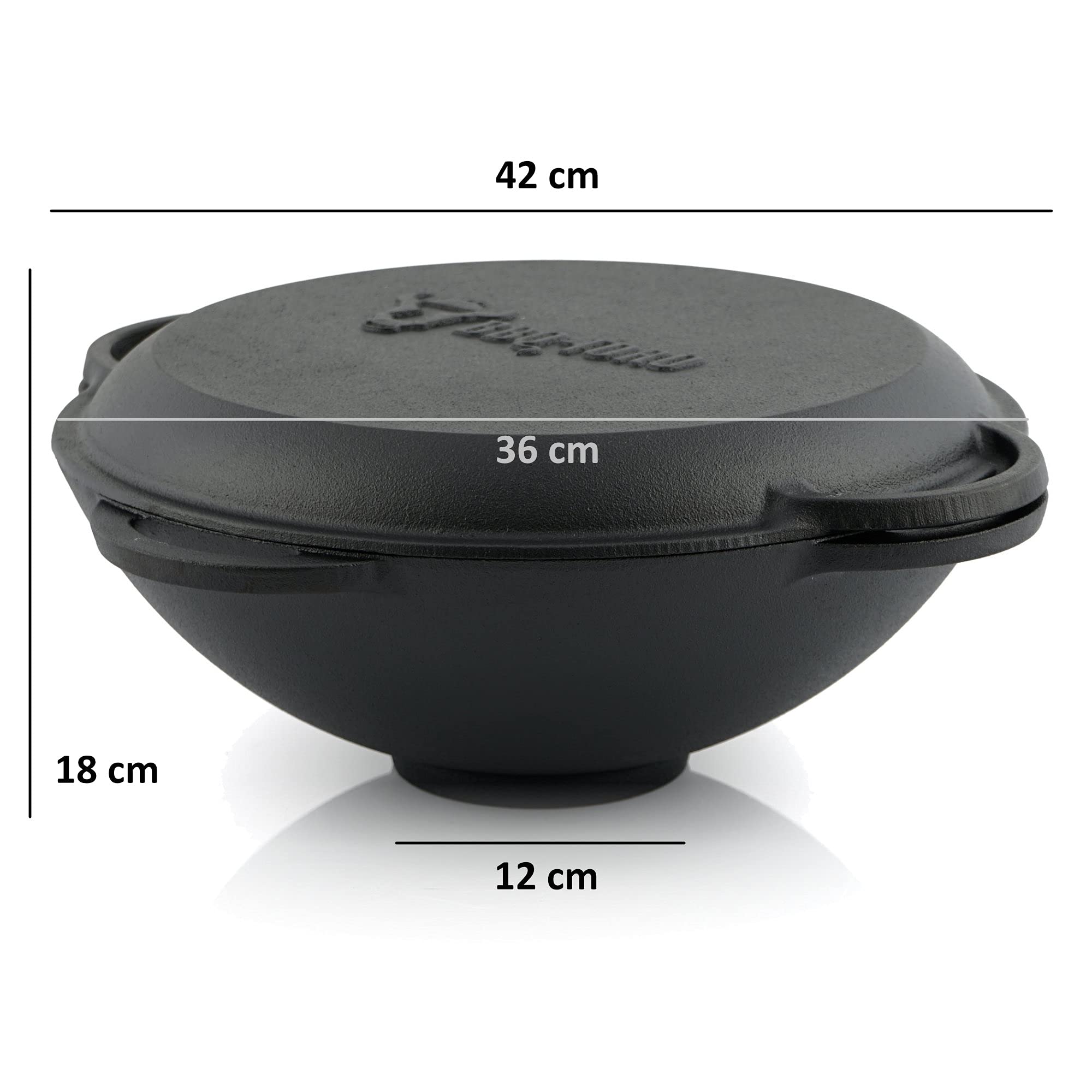 BBQ-Toro Gusseisen Kazan mit Ofen Ø 35 cm 12,1 L Gusstopf Gulaschkessel Feuerkessel Outdoor