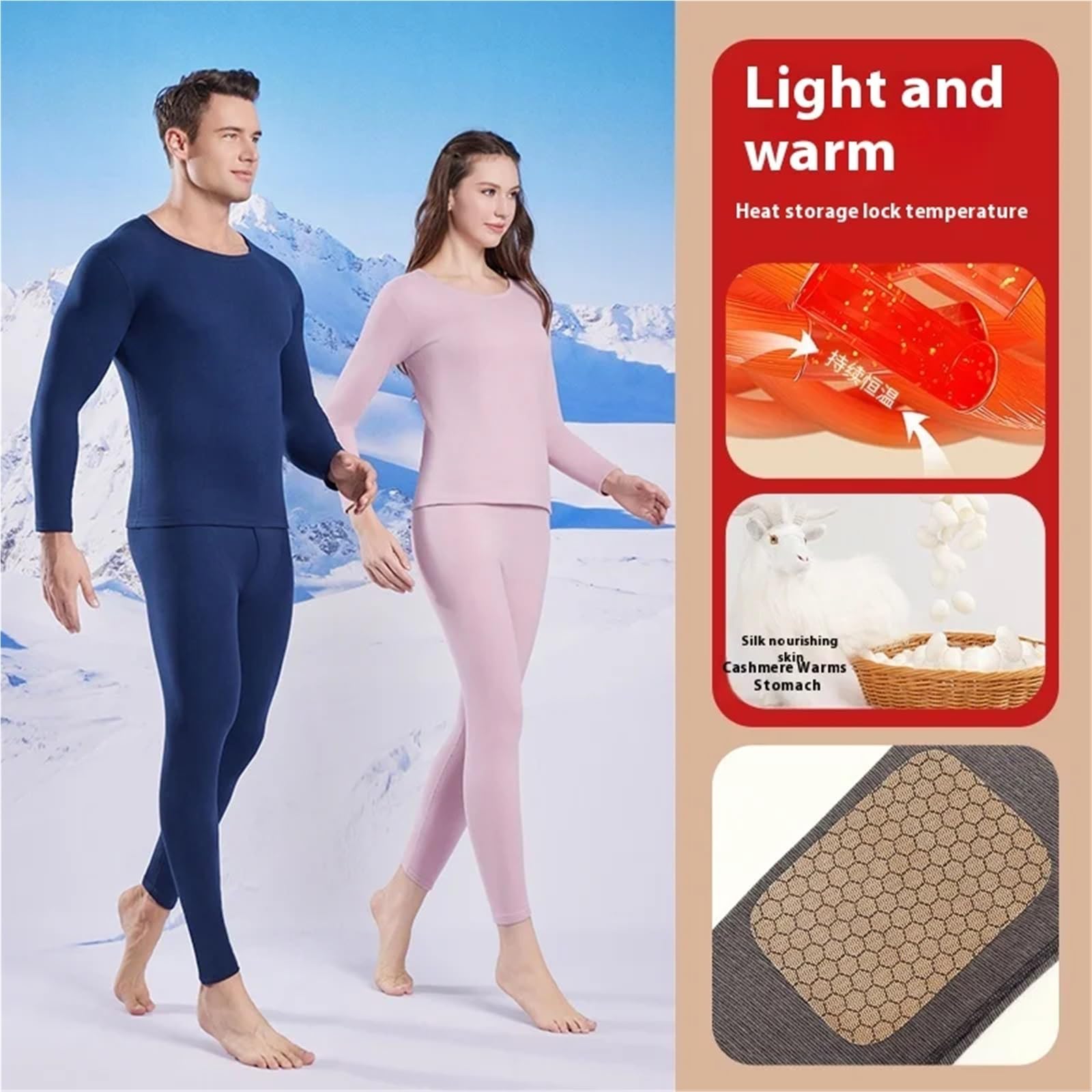 Ropa Termica Pare Mujer Conjunto de Ropa Interior térmica Gruesa con Parche de Calor rápido, Conjunto de Ropa y Pantalones de otoño(Curry Women,XL)