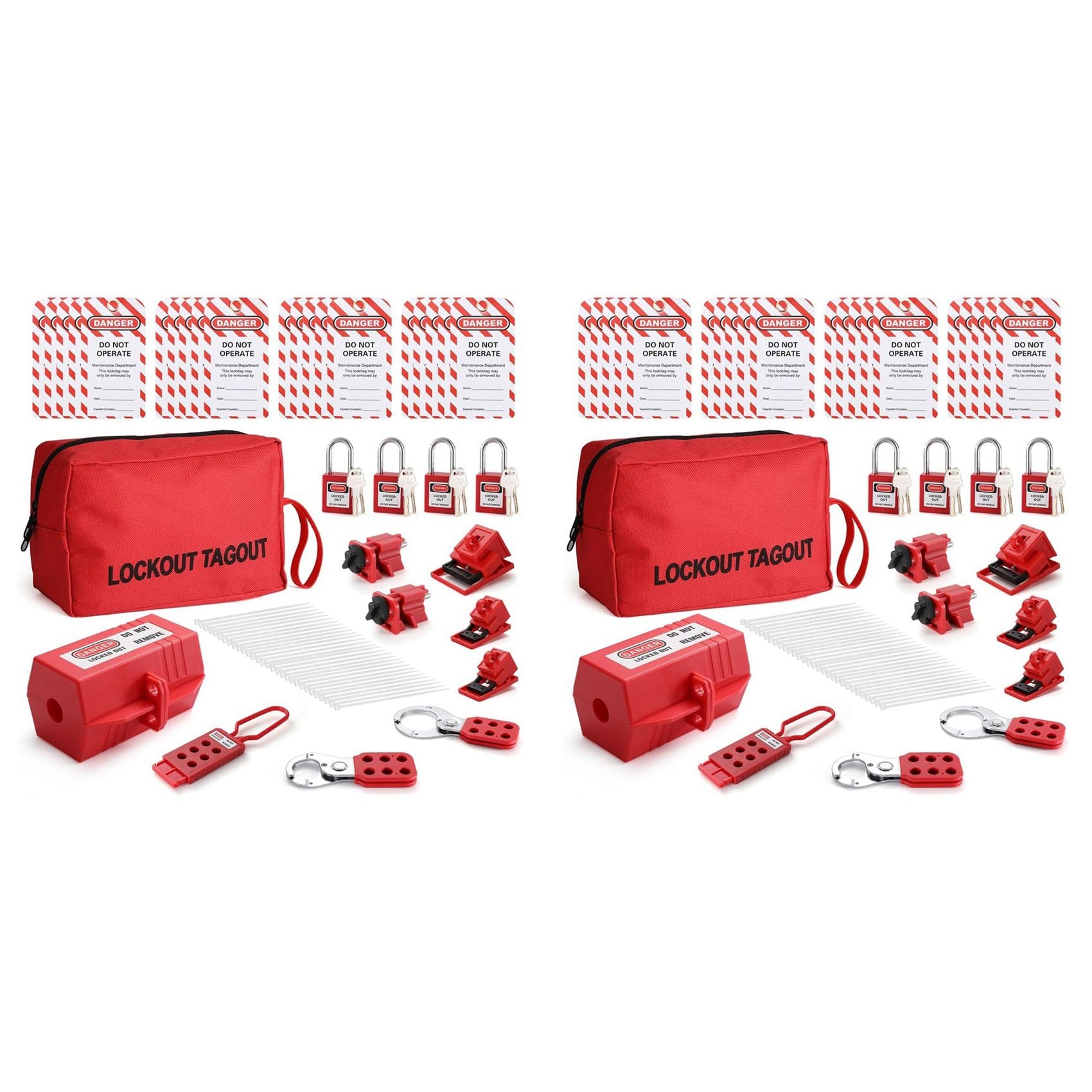 Jnchdghwa As Shown 2X Electrical Lockout Tagout Kit, Hasps Set, Clamp On And Universal Multipole Circuit Breaker Lockouts, Lotolockout Tags