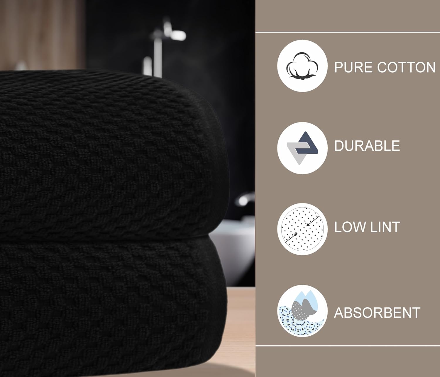 COTTON CRAFT Waffle Bath Sheets - Set of 2 Luxury Euro Spa Waffle Weave Bath Sheet Towels - 100% Ringspun Cotton Bath Sheet - Absorbent Quick Dry Bath Towel Sheet - Oversized 35 x 70 inches - Black - Image 3