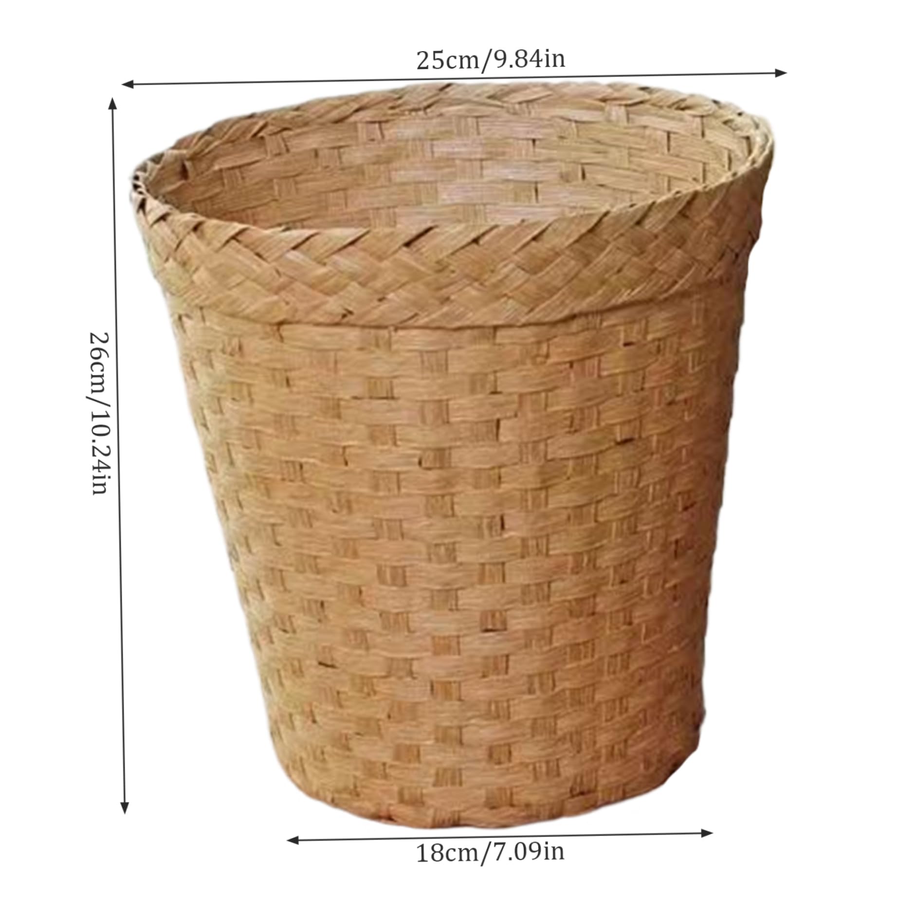 Cestino di vimini, bidone della spazzatura da bagno, bidone del desktop con paglia naturale, cesto di lavanderia in vimini rotondo, cestino per rifiuti per bagno, camera da letto, colore di tronchi