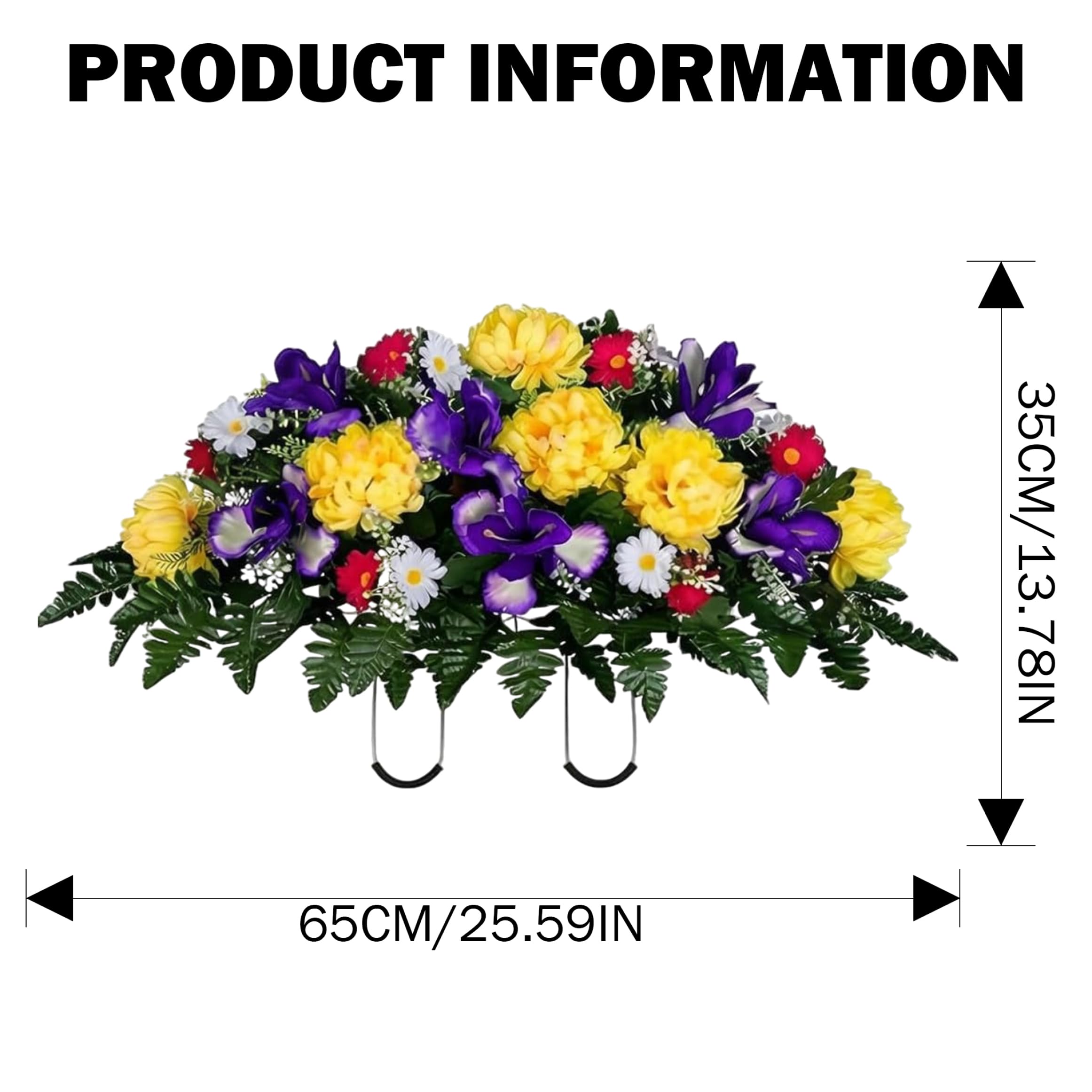 Selle de Fleurs artificielles réalistes en Soie, 26x14 Pouces, pour Pierre tombale de cimetière