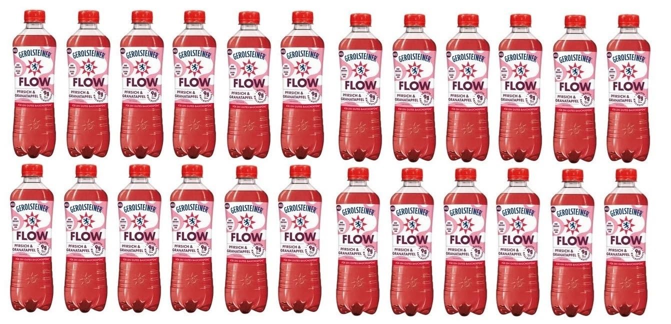 24 Flaschen Gerolsteiner Flow Pfirsich Granatapfel a 0,5l EINWEG Pfand + Space Riegel von Onlineshop Bormann