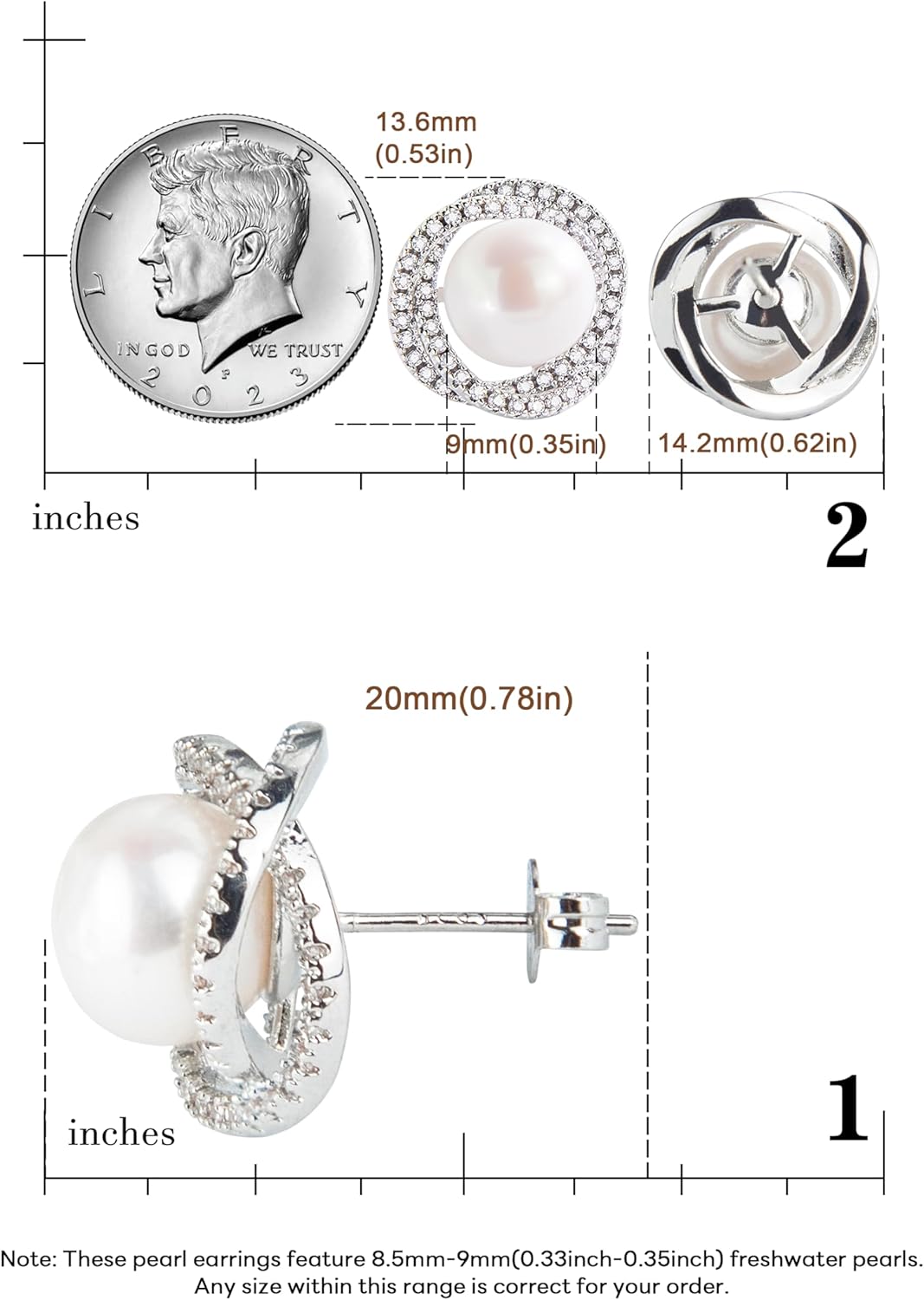 Freshwater Pearl Stud Earrings for Women – Hypoallergenic 18K Gold Plated Sterling Silver for Mother, Wife, Brides (Birthday, Valentine's Day, Anniversary,Wedding) - Image 5