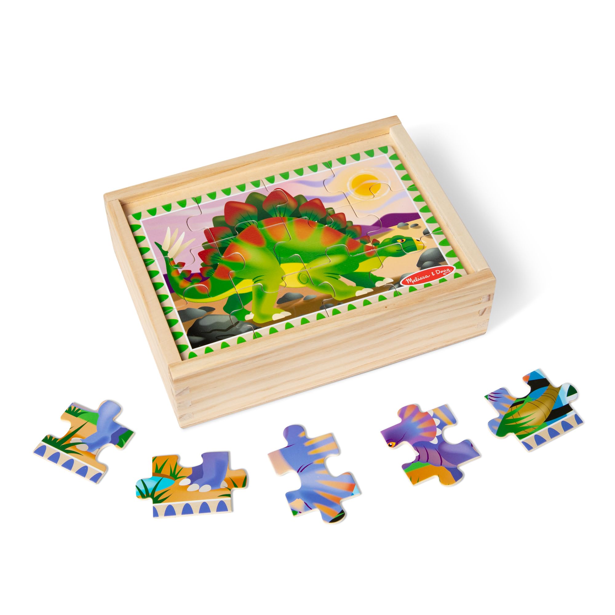 13791 Dinosaurs Puzzles in a Box | Puzzles | Wooden Toy | 3+ | Gift for Boy or Girl, Multicoloured, 20.32 cm H x 15.24 cm W x 6.35 cm L