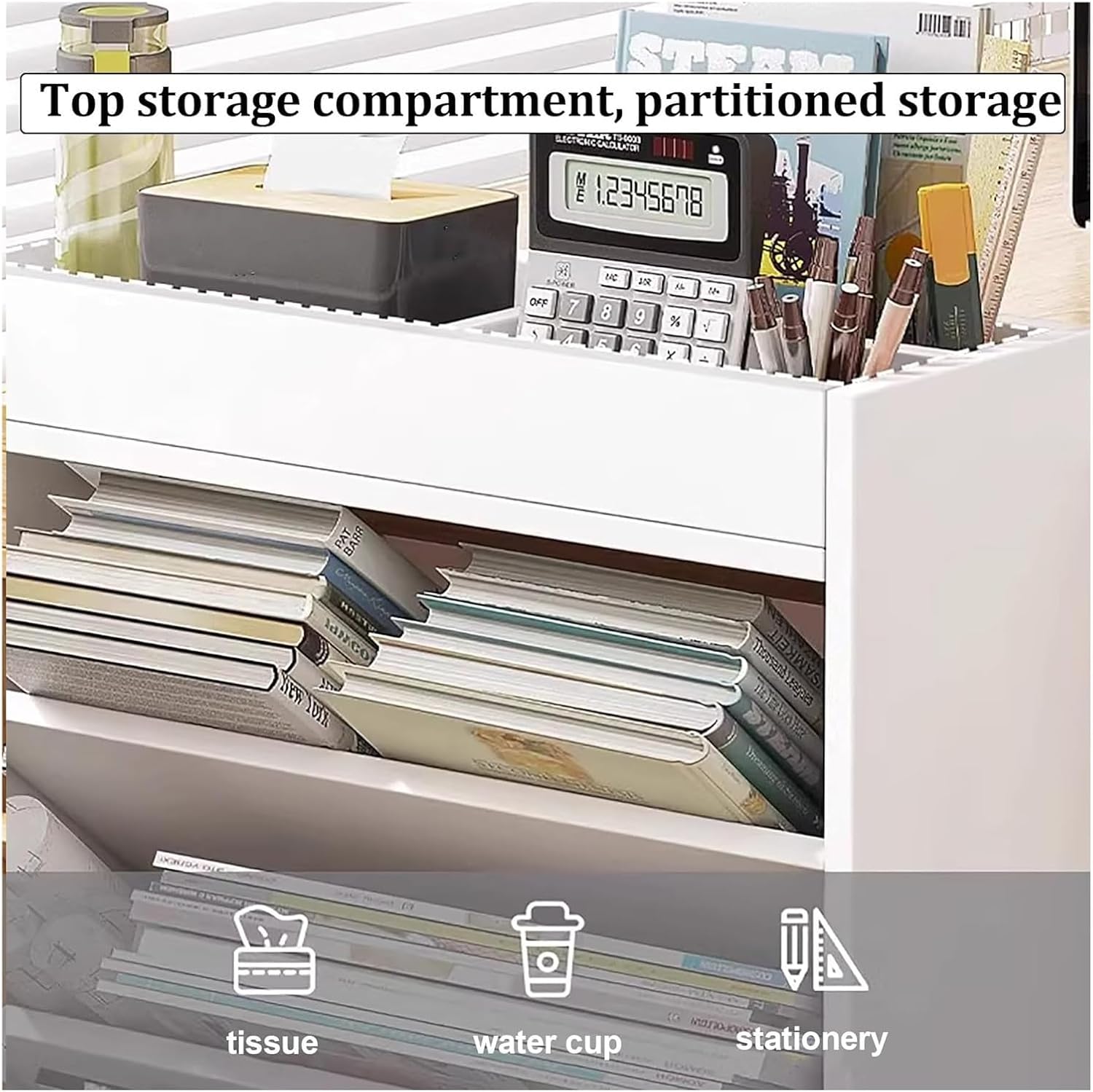 Mobile Bookshelf,Multi-Tier Rolling Wooden Book Cart - Mobile Bookshelf on Wheels for Office & Home, Vertical Storage Orga for Books, Magazines, and Decor, Stylish & Functional