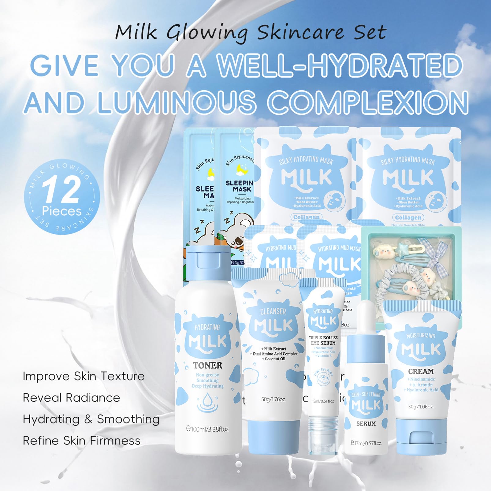 Milk Skincare Set for Teenage Girls,Milk Skin Care Sets&Kits,Beauty Gift Sets - Image 2