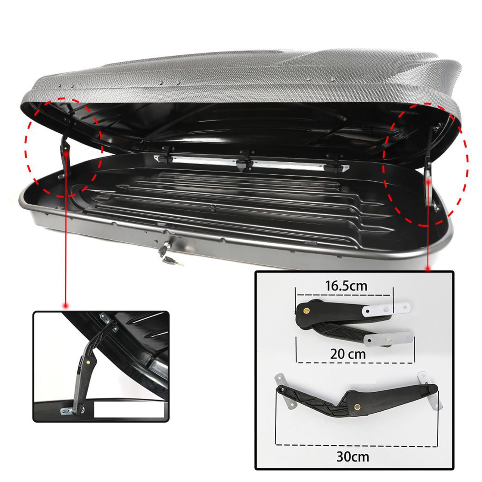 2 Pack Bras de Support pour Coffre de Toit, Support de Coffre de Toit, Support de Bagages pour Véhicule Résistant aux Chocs, Bras de Support Robuste pour Transport et Stockage Sécurisé