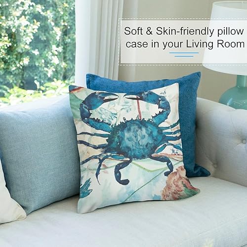 Miniatura 8 de Cojines Decorativos para Sala - Fundas de almohada con diseño de cangrejo costero y océano marino fundas de almohada cuadradas decorativas suaves