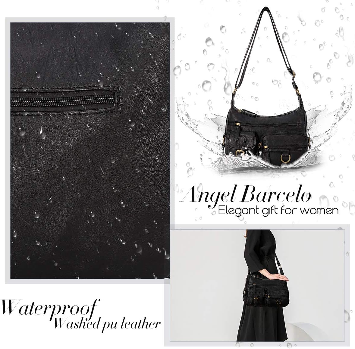 Angel Barcelo Cross body Shoulder Bag Women Soft PU Leather Purses and Handbags