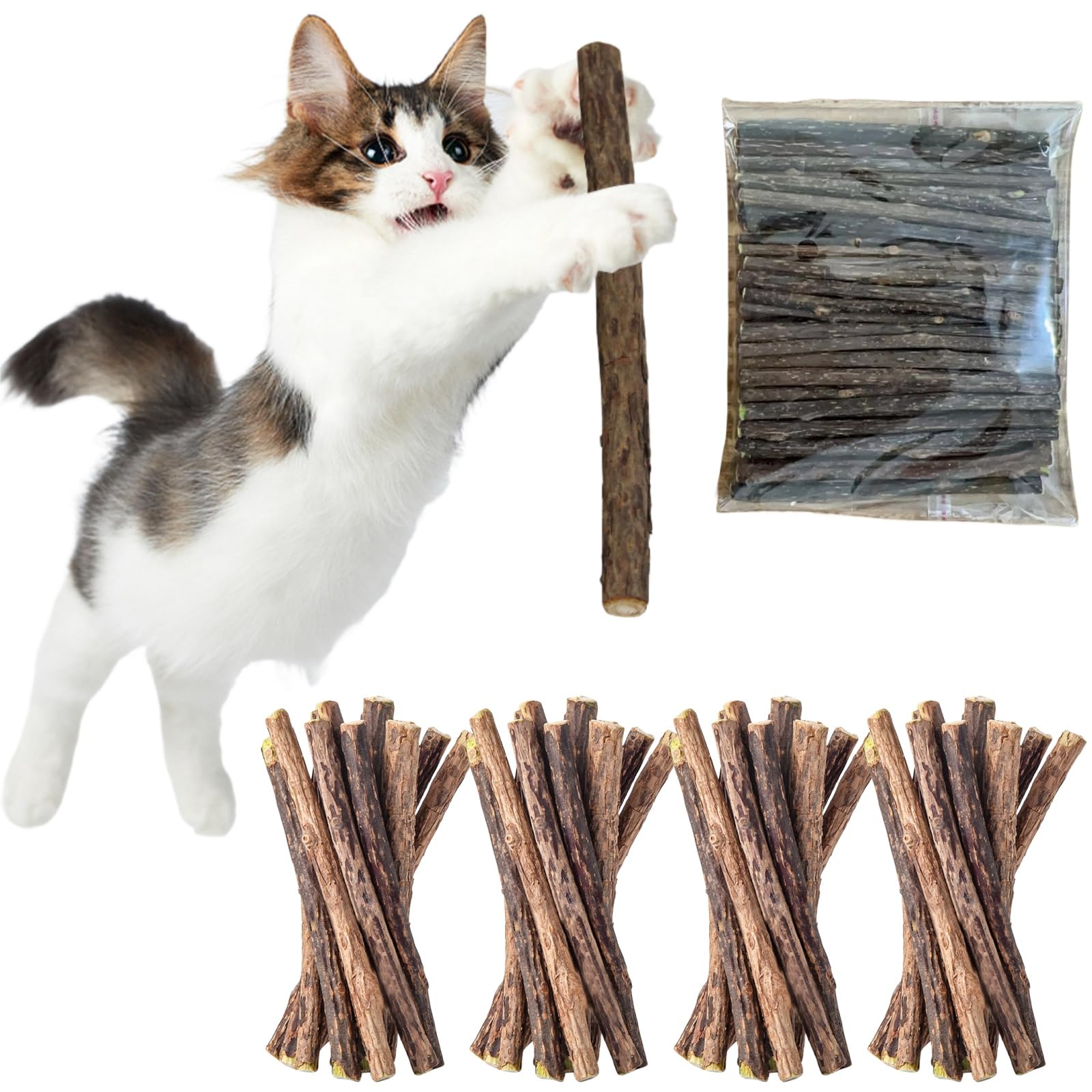 Palitos de Hierba Gatera para Gatos,40pcs Palitos de Catnip,Palitos para Masticar,Palitos Masticables Matatabi para Gatos,Juguetes para Morder Natural Matatabi Dental,Juguete para Morder para Gatos