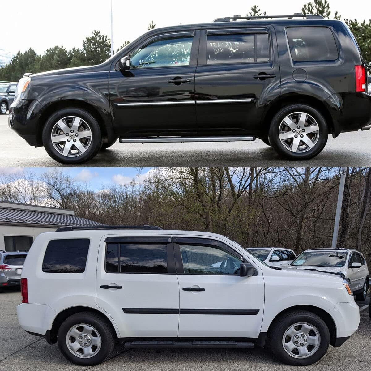 Original 4pcs Rain Guards Set, Outside Mount Window Shade Deflectors, Side Window Visors Compatible with 2009-2015 Pilot |94084|