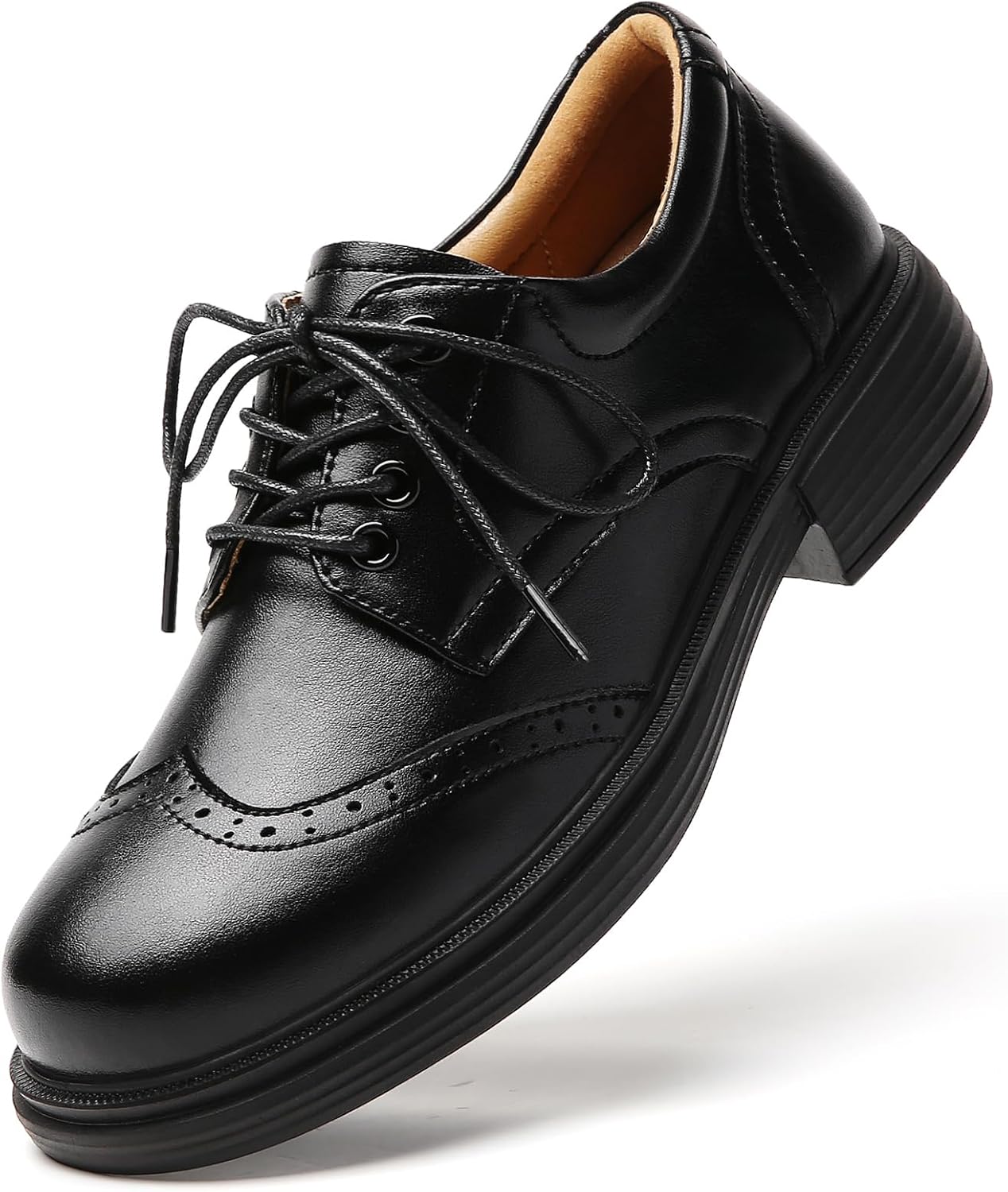 OKJ Oxford Shoes for Women Black Womens Oxfords Shoes Dressy Women's Casual Slip On Lace Up Loafers Vintage Shoes Business Dress Uniform Office Comfortable Non Slip Work Shoe