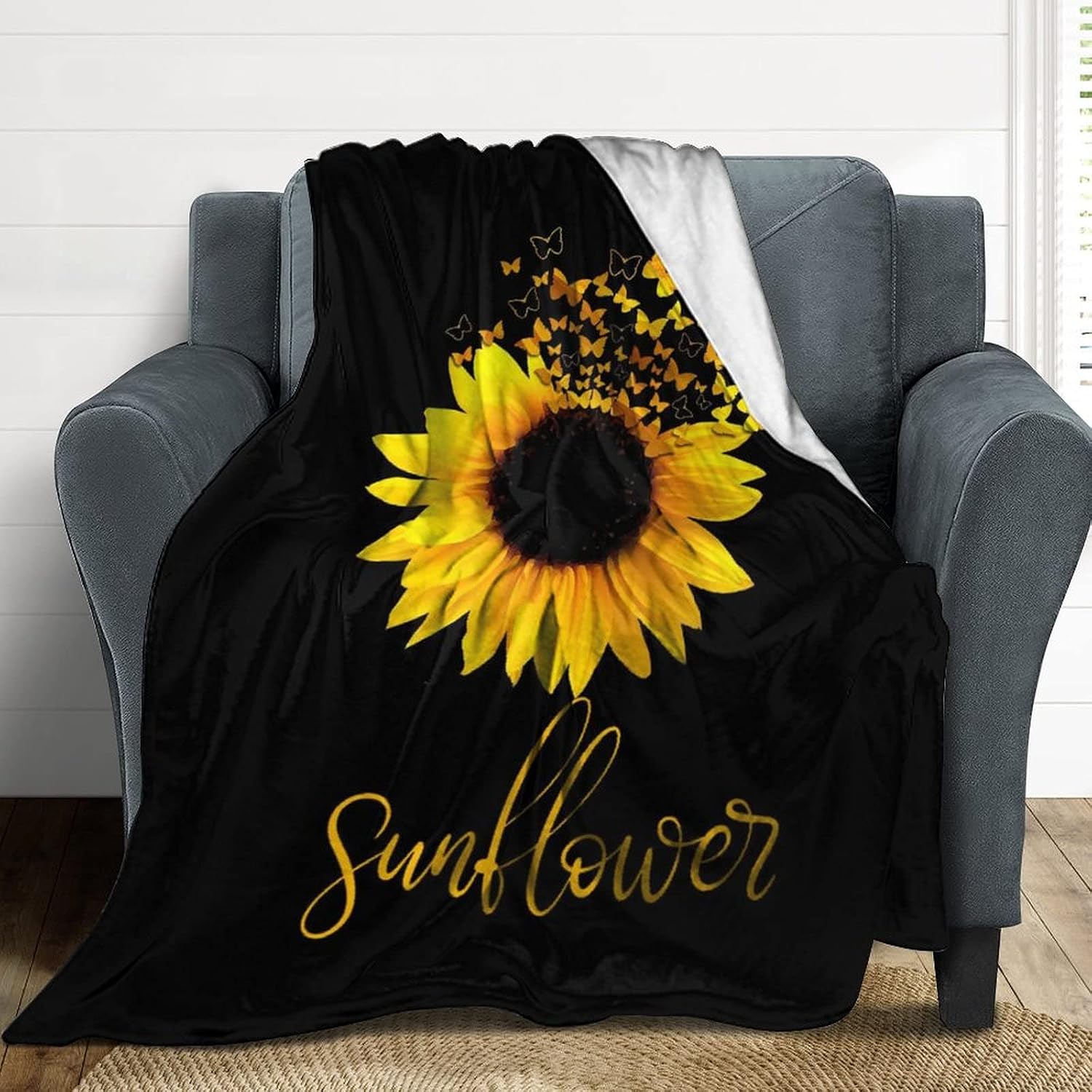 Sunflower Blanket Soft Throw Blanket Warm Cozy Flannel Blanket Lightweight Blankets for Bedroom Living Rooms Sofa Couch 60"x50"