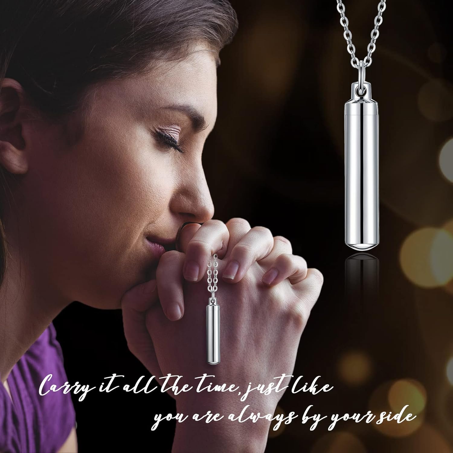 16 Pieces Urn Necklace for Ashes Cremation Cylinder Memorial Silver Stainless Steel Memorial Pendant Jewelry Cylinder Keepsake Pendant with Funnel for Women Men Loved Ones - Image 4