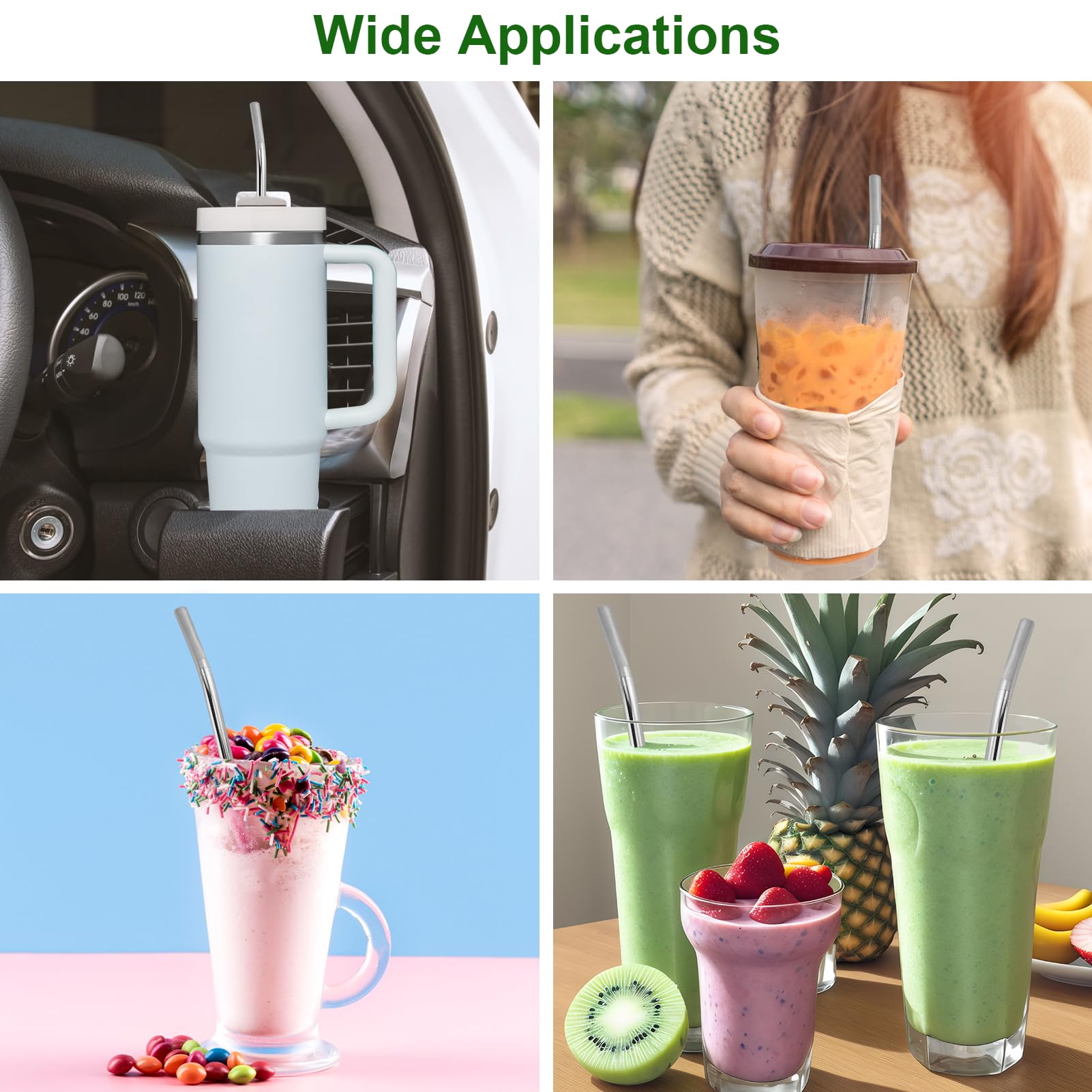 4Pcs Stainless Steel Straws with Filter Spoon, Filter Straw Spoon, Reusable Bombillas Straws Spoon with 2 Cleaning Brushes for Loose Tea, Coffee, Beverages — Amazon image 6