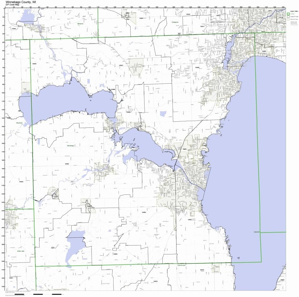 Winnebago County, Wisconsin WI ZIP Code Map Not Laminated Amazon.ca
