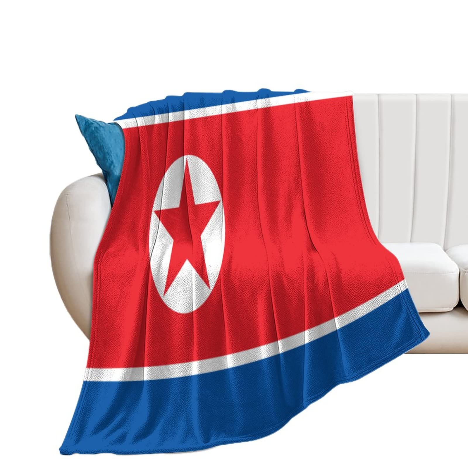 Thicken Throw Blankets North Korea Flag Throw Blankets National Flags Flannel Fleece Blankets for Bed Couch Sofa Chair,Microfiber Warm Cozy Fuzzy Plush Super Soft Blanket for Hot Sleepers 30"x40"