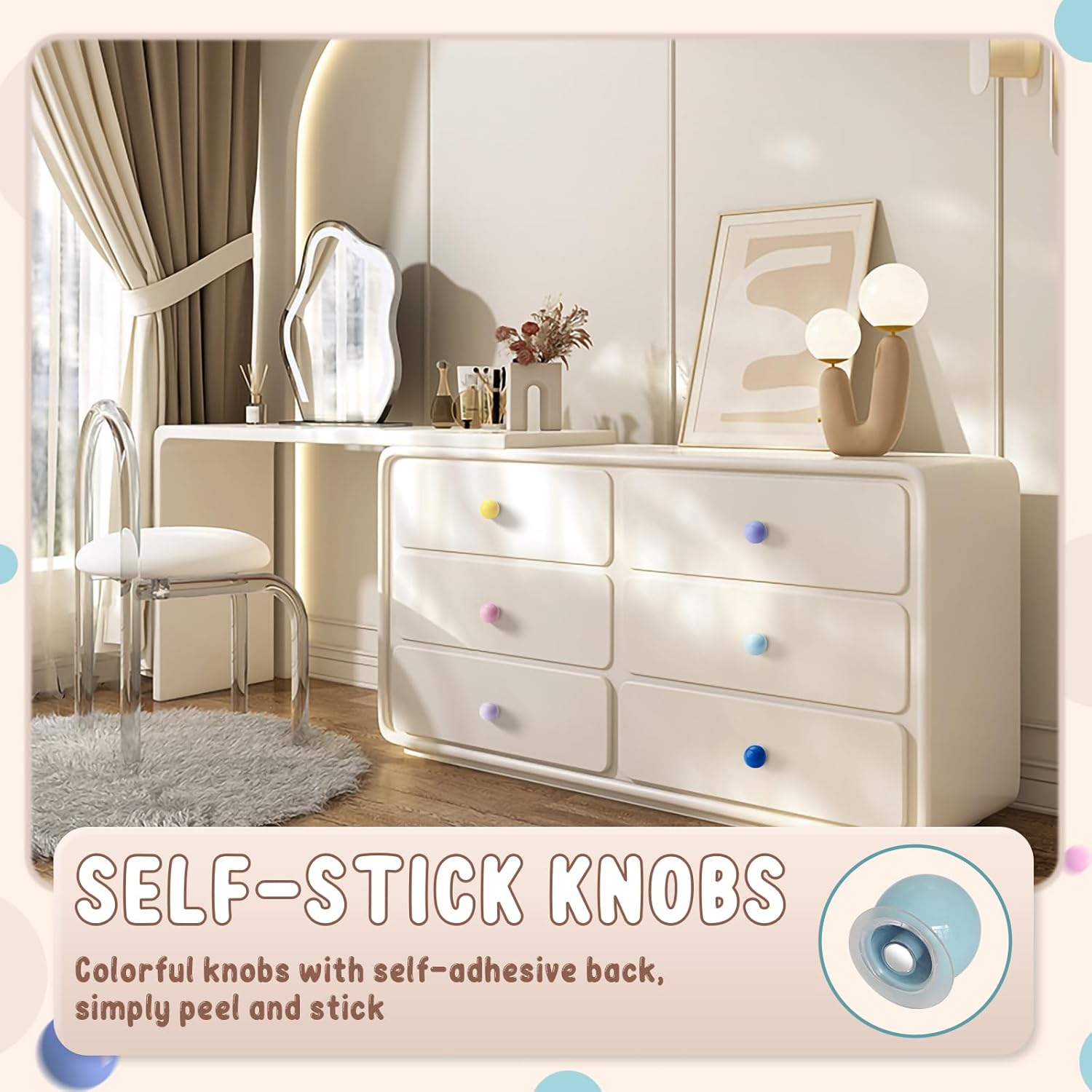 10 Pack Adhesive Cabinet Knobs Colorful Stick On Drawer Pulls Drill Free Cabinet Handles No Punch Peel and Stick Pulls Adhesive Handles for Glass Door Refrigerators Nursery Dressers