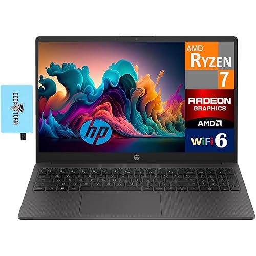 HP 255 G10 Business Laptop 15.6" FHD Display (AMD Ryzen 7 7730U, 64GB DDR4, 4TB PCIe SSD, AMD Radeon, Numeric Keypad, WiFi 6, HD Webcam, Bluetooth 5.2, Win 11 Home) w/DKZ USB Port Expander