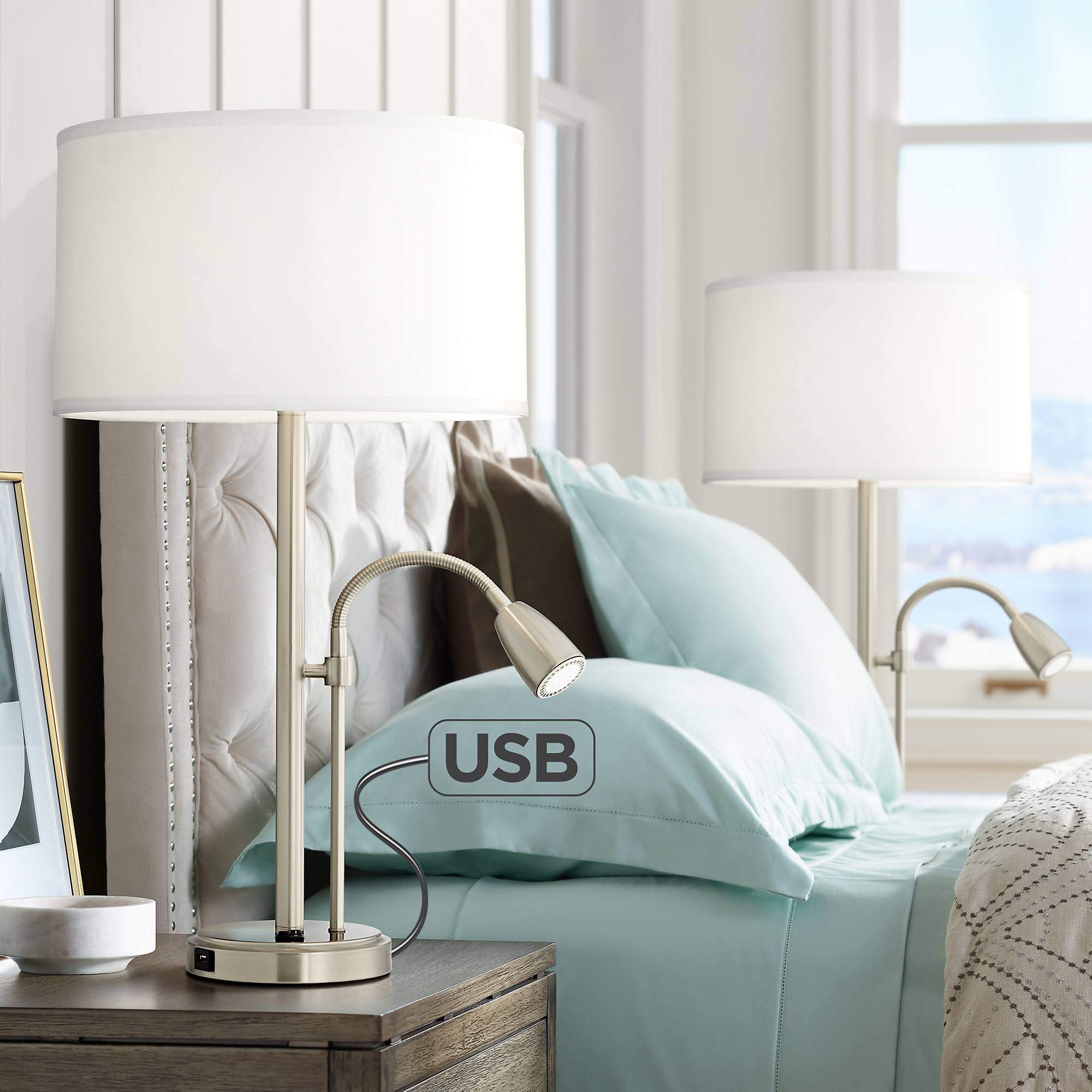 Buy Traverse Modern Table Lamps 29.5" Tall Set of 2 with USB Charging