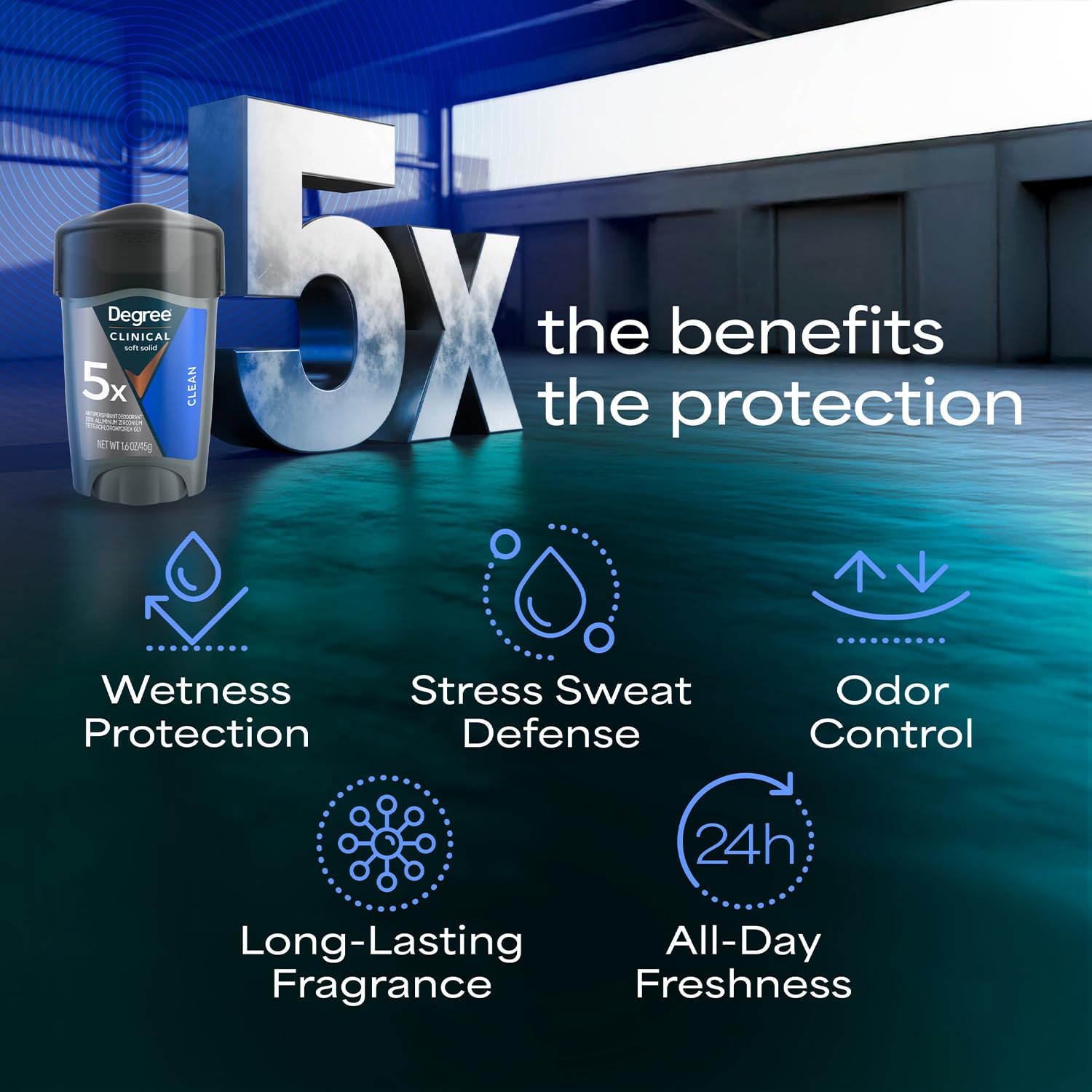 Degree Deodorant for Men, Clinical Protection 2-Pack, Clean 72H Antiperspirant, Soft Solid + 72H Cool Rush Travel-Size Deodorant