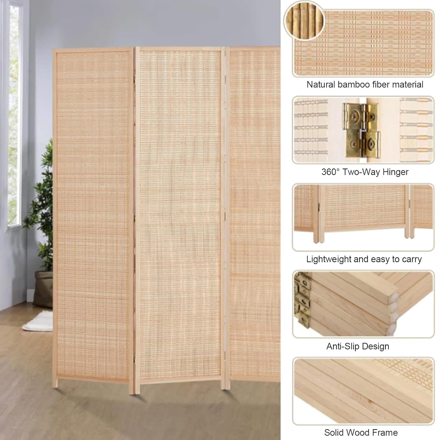 Short Room Divider Room Divider,Short Fiber Weave Folding Screen,Temporary Wall Divider,Privacy Partition Wall Decoration,A,40X80Cm,5Pcs