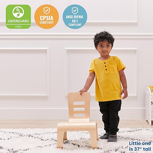 Miniatura 7 de ECR4Kids Silla de madera curvada, altura del asiento de 20 cm, asientos apilables, natural, paquete de 2
