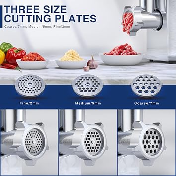 CHEFFANO Meat Grinder, 2600W Max Meat Grinder Electric, ETL Approved Heavy Duty Meat Mincer Machine with 2 Blades, 3 Plates, Sausage Stuffer Tubes & Kubbe Kit for Home Kitchen Use