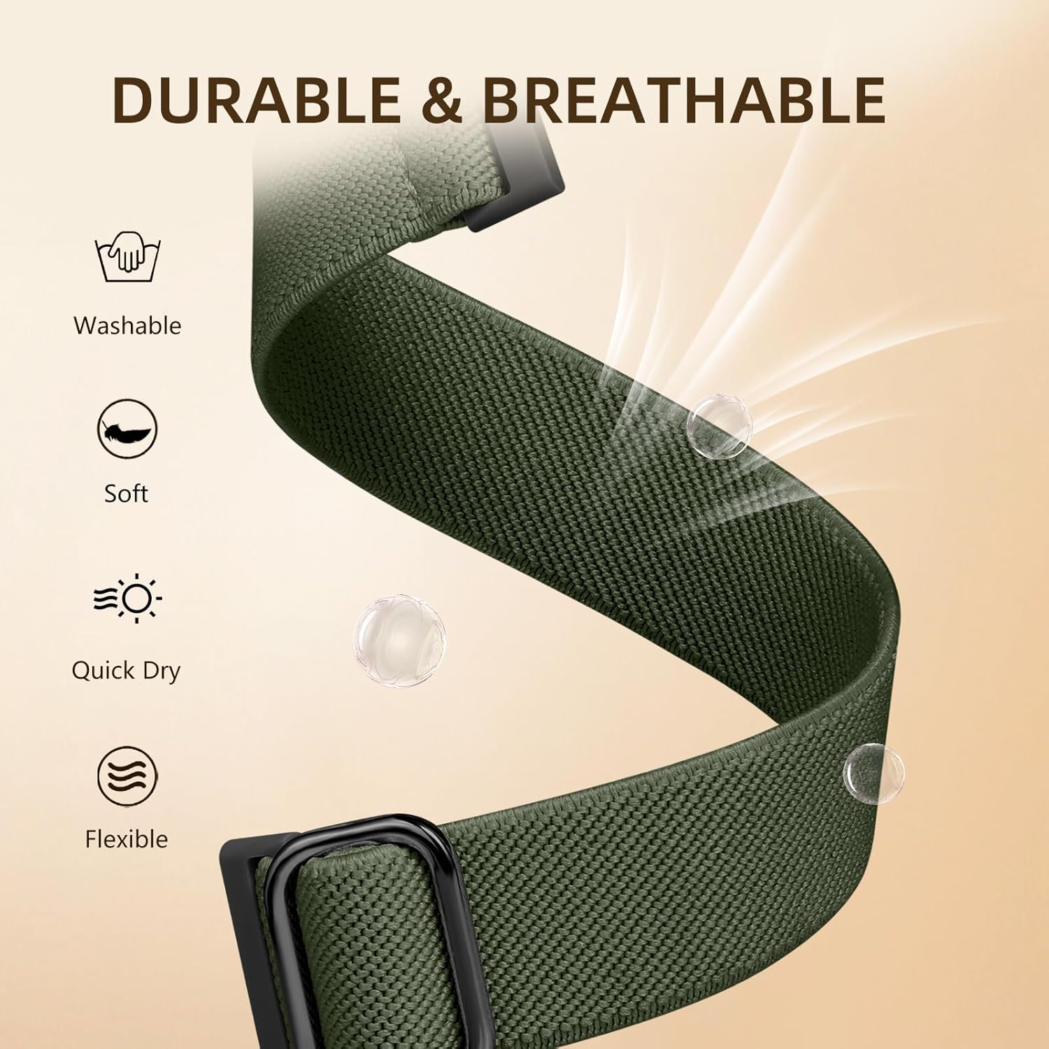 Maledan Elastic Band Compatible with Fitbit Versa 3/ Sense 2/ Sense/Versa 4 Bands for Women Men, Sport Stretchy Breathable Sense 2 & Sense Bands Versa 3 and Versa 4 Watch Straps Replacement Wristband