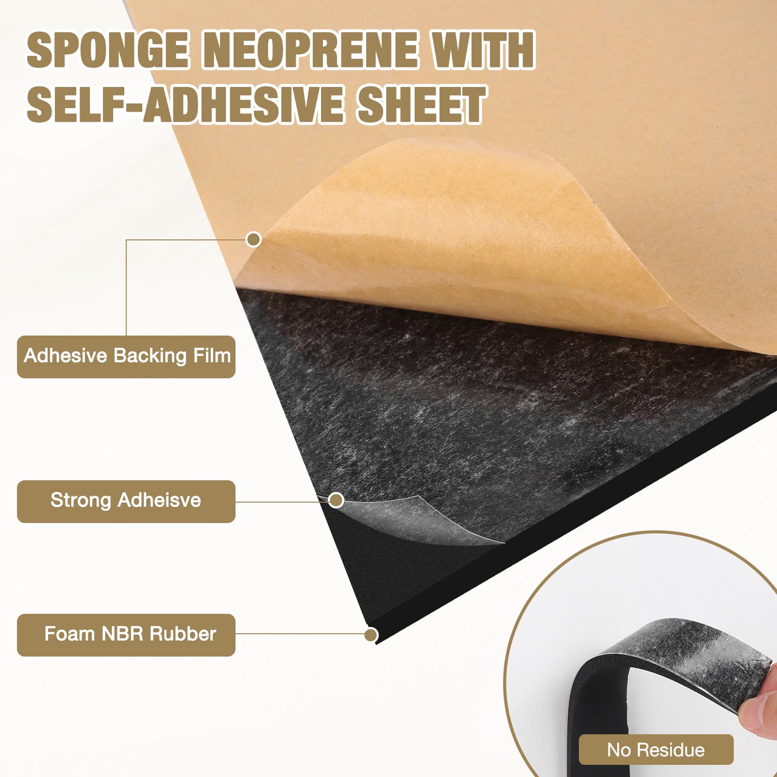 Plaque de mousse autocollante anti vibration isolation phonique 300mm×12mm×3m Noir