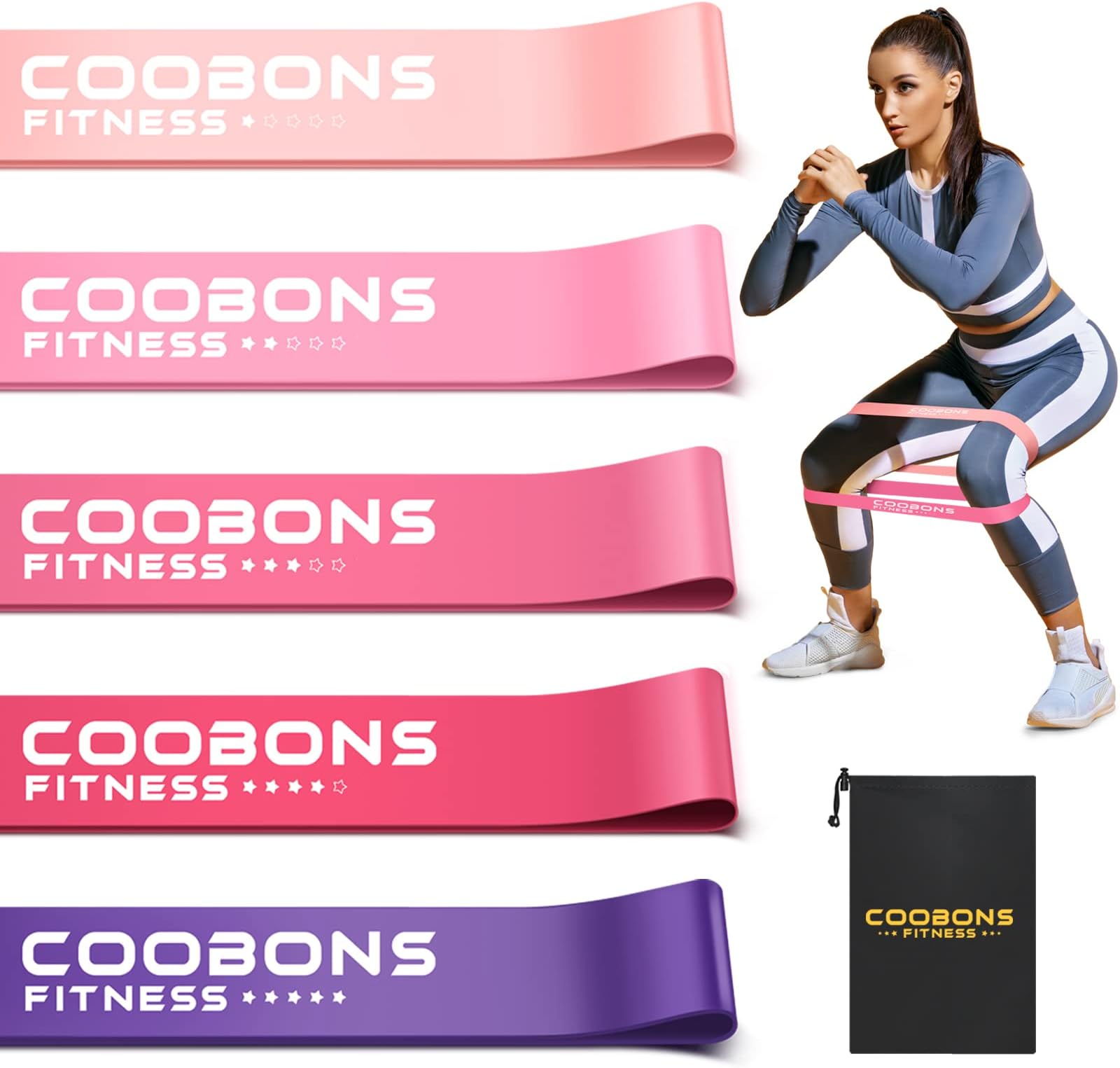 Resistance Bands for Legs and Butt, Exercise Band Booty Bands Hip Bands Wide Workout Bands Sports-Fitness Bands Stretch Resistance Loops Band Anti Slip Elastic (Life-time Warranty)