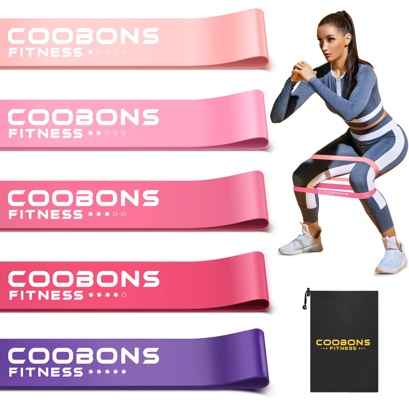 Resistance Bands for Legs and Butt, Exercise Band Booty Bands Hip Bands Wide Workout Bands Sports-Fitness Bands Stretch Resistance Loops Band Anti Slip Elastic (Life-time Warranty)