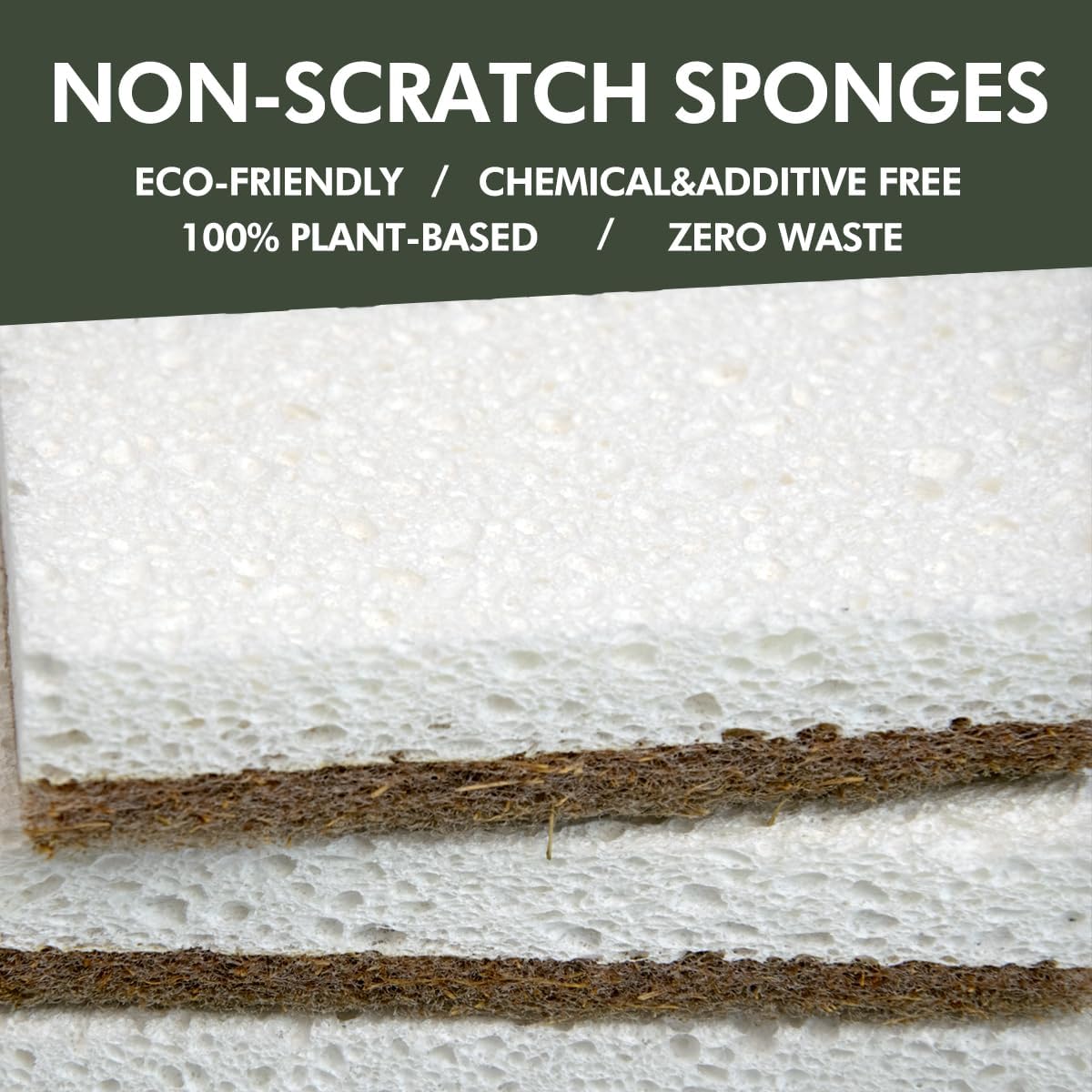 Coconut Fiber Biodegradable Spons, Non Scratch Kitchen Cleaning